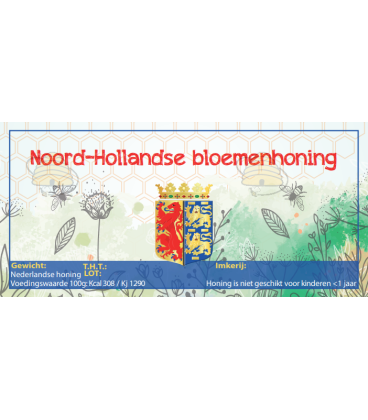 Etiket Noord-Hollandse bloemenhoning 100 stuks