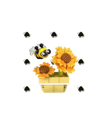 Bijtje op zonnebloem - Bouwstenen set - 85 st.