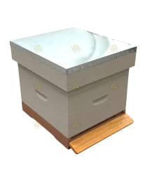 Spaarkast grenen (1bk, 1hk) - zandgrijs geverfd