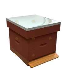 Spaarkast grenen (1bk, 1hk) - terracotta geverfd