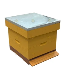 Spaarkast grenen (1bk, 1hk) - lichtgeel geverfd