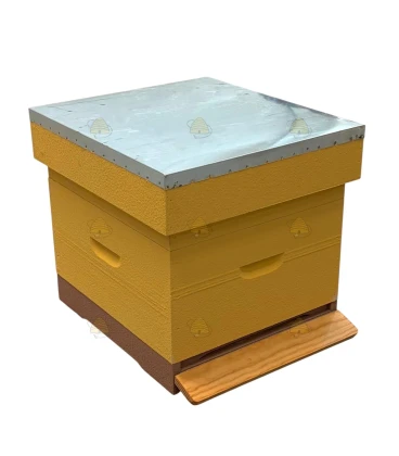 Spaarkast grenen (1bk, 1hk) - lichtgeel geverfd