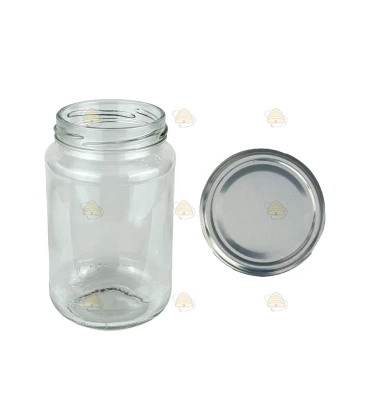 Ronde glazen potten 60 stuks - 375 ml / 450 gram, met keuze uit deksels (TO 63 mm)