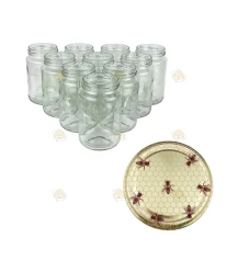 Ronde glazen potten 60 stuks - 375 ml / 450 gram, met keuze uit deksels (TO 63 mm)