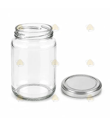 Ronde glazen potten 60 stuks - 375 ml / 450 gram, met keuze uit deksels (TO 63 mm)