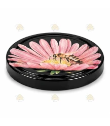 Bij op roze margriet, 63 mm TO deksel, 60 stuks