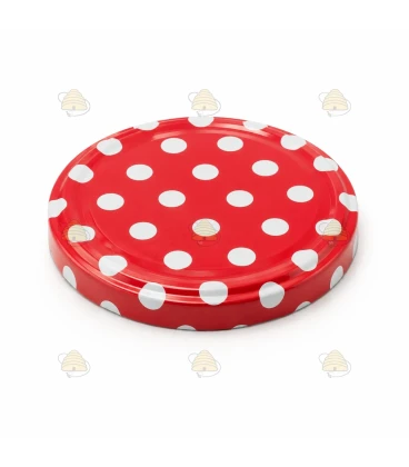Deksels rood met stippen, 82 mm TO deksels, 12 stuks