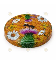 Deksels natuurlijke bloemen, bij & raatmotief, 82 mm TO deksels, 12 stuks