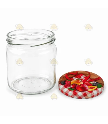 Ronde glazen potten 36 stuks - 388 ml / 500 gram, met keuze uit deksels (TO 82 mm)