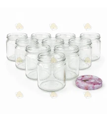 Ronde glazen potten 36 stuks - 388 ml / 500 gram, met keuze uit deksels (TO 82 mm)