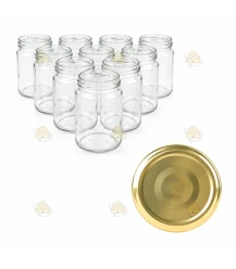 Glazen jampotten rond 60 stuks - 375 ml / 450 gram, met keuze uit RSB-klikdeksels (TO 63 mm)