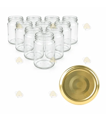 Glazen jampotten rond 60 stuks - 375 ml / 450 gram, met keuze uit RSB-klikdeksels (TO 63 mm)