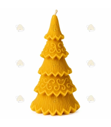 Bijenwaskaars kerstboom versierd