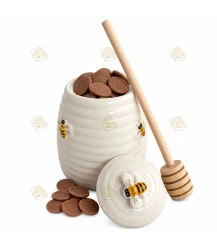 Honingpotje keramiek met honing melkchocolade mini's