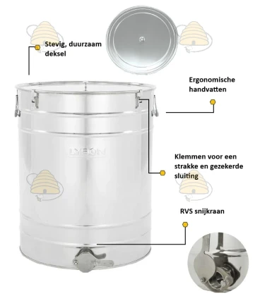 Aftapvat - rijper RVS 30 L / 40 KG